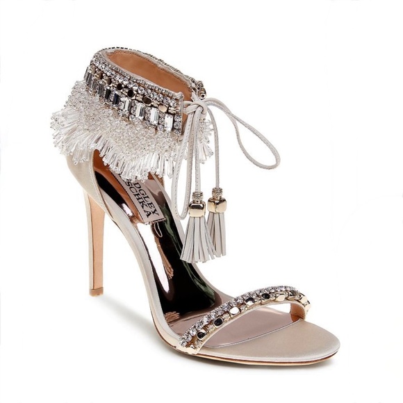 Badgley Mischka Katrina Embellished Satin High Heel Wedding Sandal NEW US8.5 - Picture 7 of 16